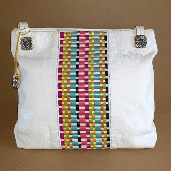 Brighton rainbow weave white leather bag - Picture 3 of 8